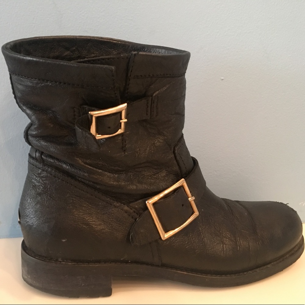 Jimmy Choo Leather Motorcycle Boots Size 10